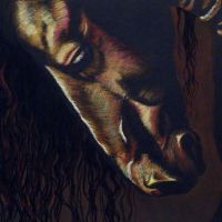 Flamenco Friesian Stallion, pastel, 50x70 cm